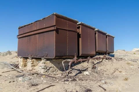 Ruins of once prosperous German mining town Kolmanskop in the Namib desert near Stock Photos