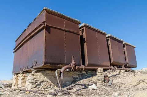 Ruins of once prosperous German mining town Kolmanskop in the Namib desert near Stock Photos