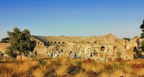 The ruins of the outer part of the palace in Side, Turkey Stock Photos