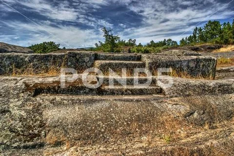 Ruins of Panoias, an ancient roman temple, Vila Real Stock Photos