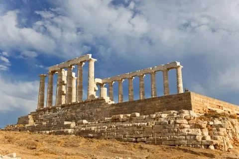 Ruins of Poseidon temple, Greece Stock Photos