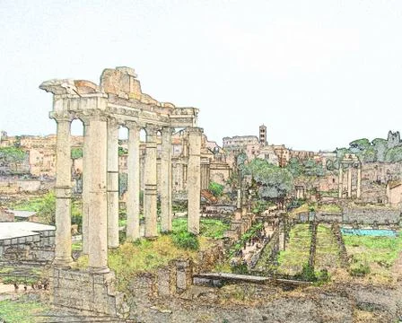The ruins of Rome Illustrazione stock