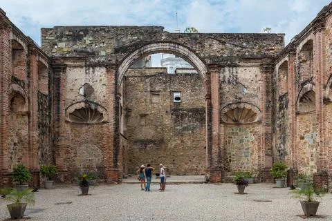 Ruins of Santo Domingo church in Casco Viejo, the historic district of Panama Stock Photos