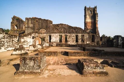 Ruins of St. Augustine Convent, UNESCO World Heritage Site in Old Goa, Goa, Stock Photos