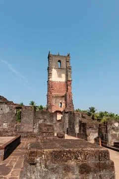 Ruins of St. Augustine tower in Old Goa Stock Photos