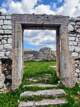 Ruins of an Stone Structure in Sarajevo Foto stock
