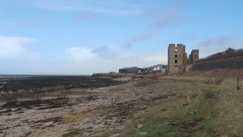 Ruins of Thurso Castle on the Coast in Thurso, Scotland Stock Footage 332069618