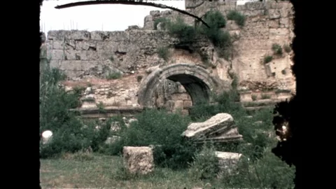 Ruins with Tourists Stock Footage 278040130