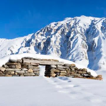 Ruins under snow Stock Photos