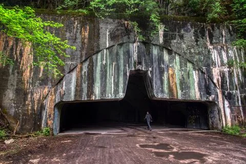 Ruins of underground airbase Zeljava, Bihac 스톡 사진