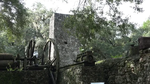 Ruins of the Yulee Sugar Mill in Homosassa, Florida Stock Footage