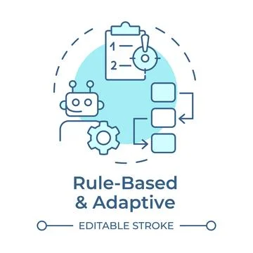 Rule based and adaptive RPA soft blue concept icon Illustrazione stock