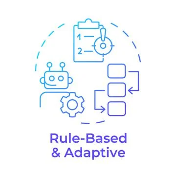 Rule based and adaptive RPA blue gradient concept icon Stock Illustration