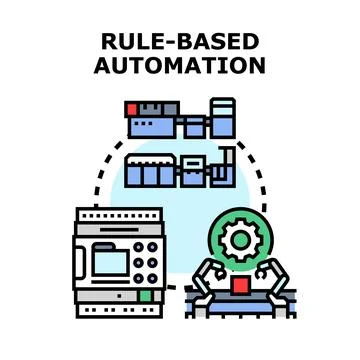 Rule based automation implementing robotic process control system Illustrazione stock
