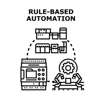 Rule based automation implementing robotic process control system Illustrazione stock