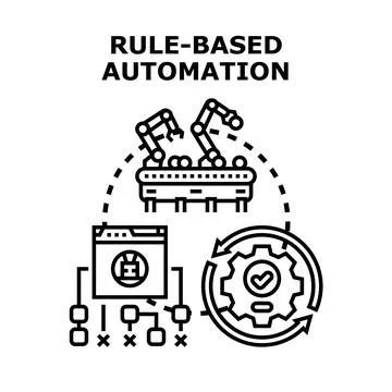 Rule based automation process optimizing workflow efficiency Illustrazione stock