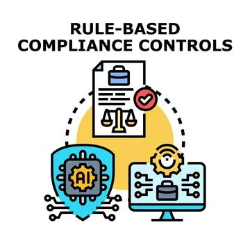 Rule based compliance controls system developing regulations icon Stock Illustration