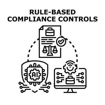 Rule based compliance controls system developing regulations icon Illustrazione stock