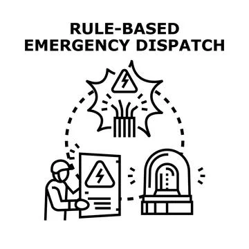 Rule based emergency dispatch system managing critical situations Illustrazione stock