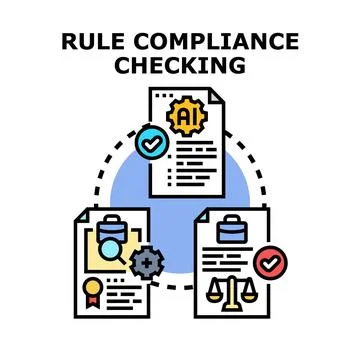 Rule compliance checking with artificial intelligence concept Stock Illustration
