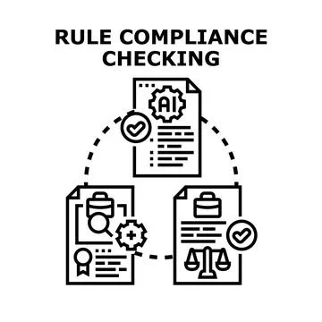 Rule compliance checking with artificial intelligence concept Stock Illustration