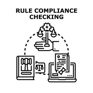 Rule compliance checking concept with digital legal process Stock Illustration
