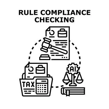 Rule compliance checking process using ai audit Stock Illustration