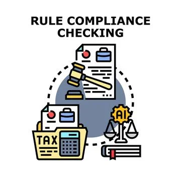 Rule compliance checking process using ai audit Stock Illustration