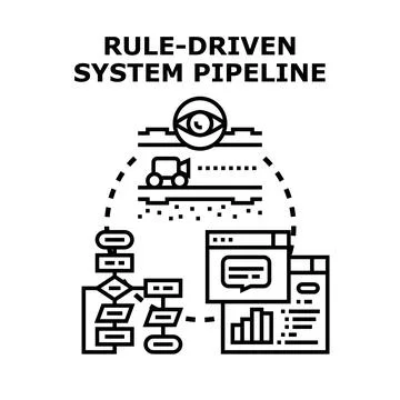 Rule driven system pipeline processing data flow and analysis Stock Illustration