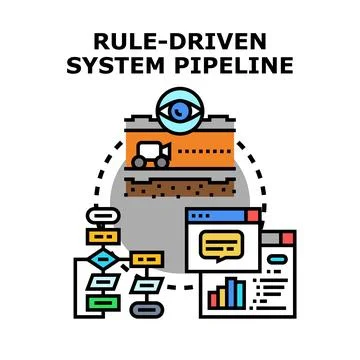 Rule driven system pipeline processing data flow and analysis Stock Illustration