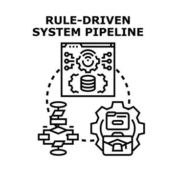 Rule driven system pipeline working process illustration Stockillustratie