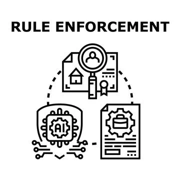 Rule enforcement concept with ai and compliance documents Illustrazione stock
