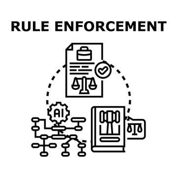 Rule enforcement concept with artificial intelligence processing law Stock Illustration