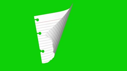 Ruled paper uprooting and drifting out of frame on green screen animated. Stock Footage 320990230
