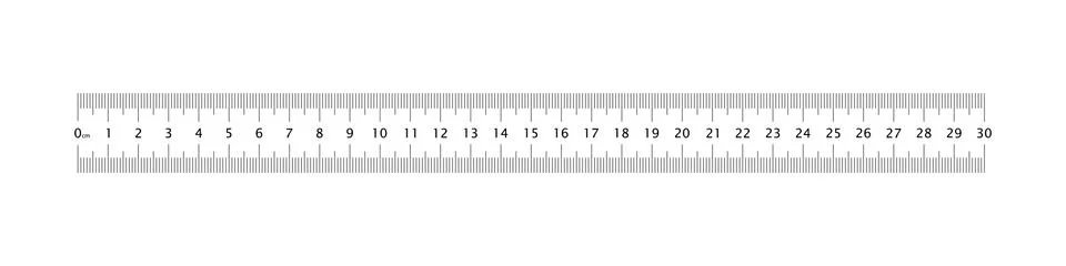 Ruler 30 cm grid template. Measuring tool graduation. Metric Centimeter size  Illustrazione stock