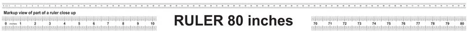 Ruler 80 inch. Precise measuring tool. Inches size indicators. Ilustração Stock