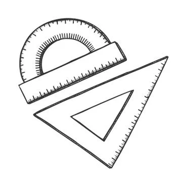 Ruler And Angle Protractor School Tools Ink Vector Illustrazione stock