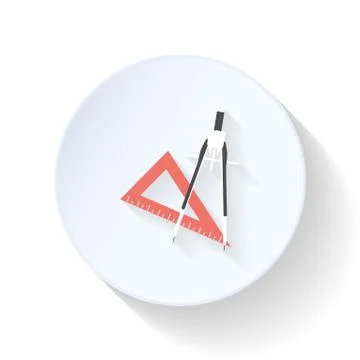 Ruler and compass flat icon Illustrazione stock