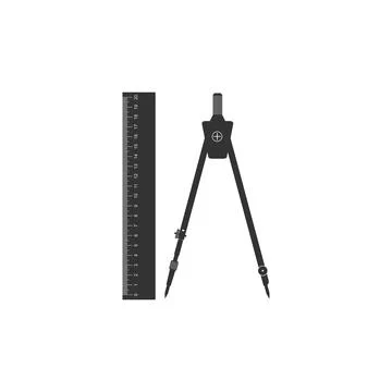 Ruler and drawing compass icon isolated. Drawing professional instrument Illustrazione stock