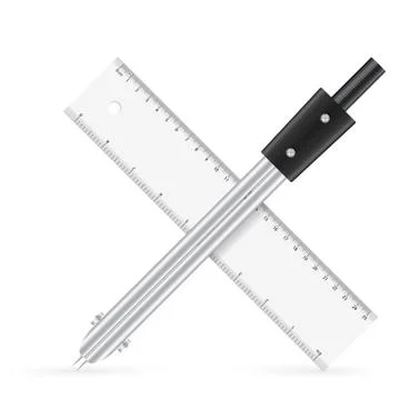 Ruler and drawing compass Stock Illustration