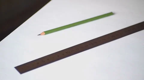 Ruler and pencil Vídeo Stock 34978455
