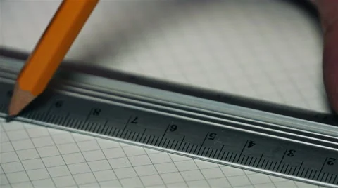 With a ruler and a pencil make line. Stock Footage 62500387