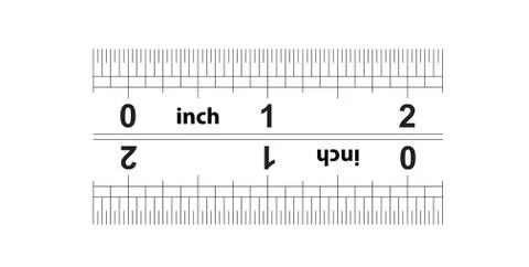 Ruler bidirectional 2 inches. The division price is thirty second part inch. Ilustração Stock