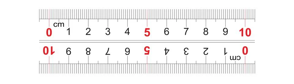 Ruler bidirectional double sided 100 millimeter. The division price is 1 mm. Stock Illustration