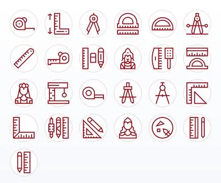 Ruler Comprehensive Vector Bundle with 25 Editable Regular Line 128x128 Icons 스톡 일러스트