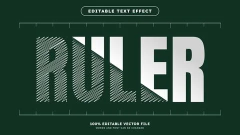 Ruler editable text effect in scribble style Stock Illustration