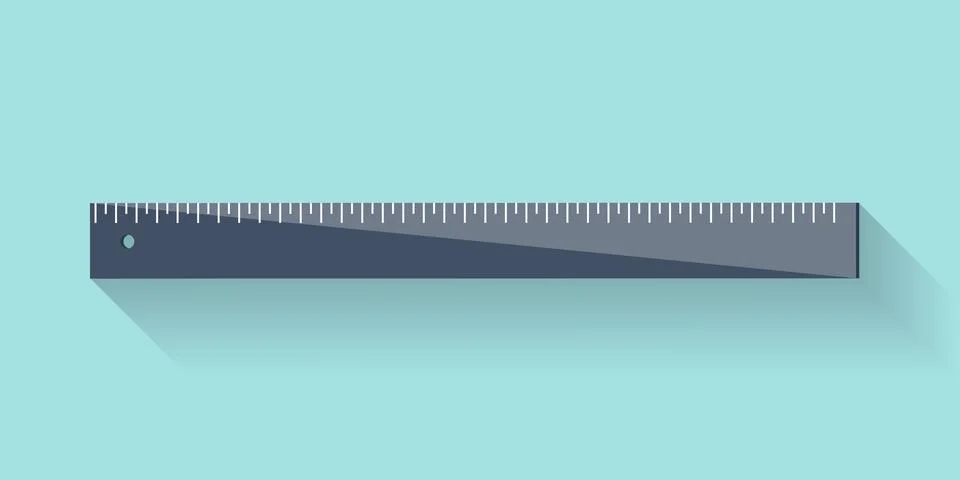 Ruler in a flat style. Scale. Width and length. Measurement tool. Vector Ilustración de archivo