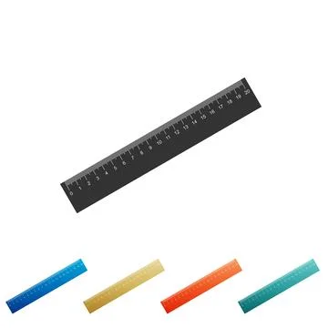 Ruler icon isolated on white background. Straightedge symbol. Set elements in Stock Illustration