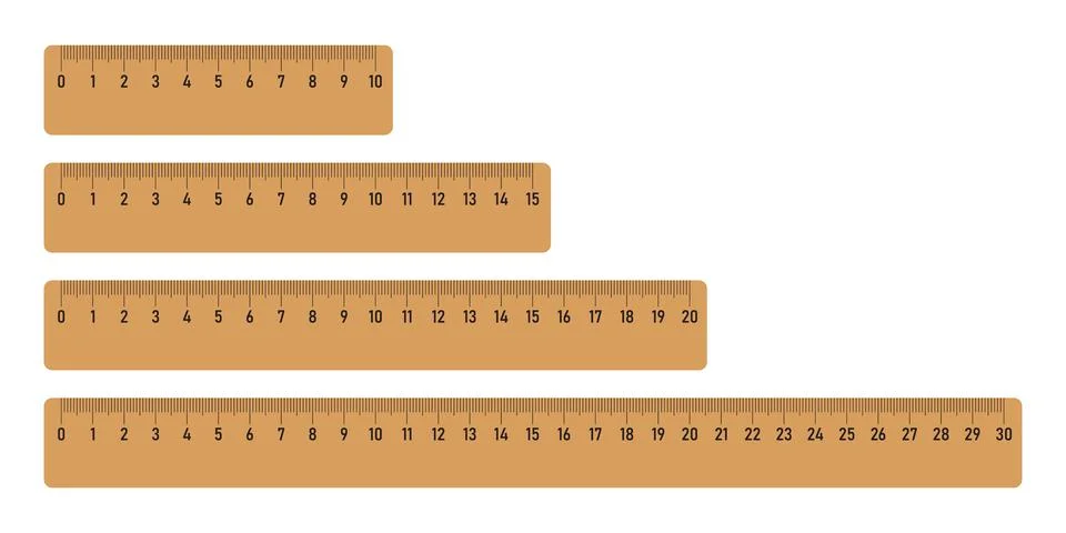 Ruler icon set collection in flat style. Length scale meter vector illustra.. Stock Illustration