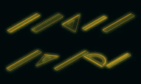 Ruler icons set vector neon Ilustração Stock